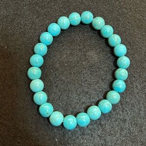 Hand crafted blue turquoise stretch bracelet - FREE gift with purchase!